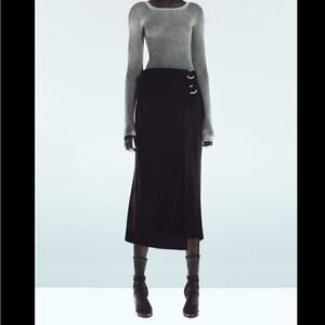 SIZE XS - RHINESTONE RING VELVET MIDI SKIRT - BRAND NEW WITH TAG